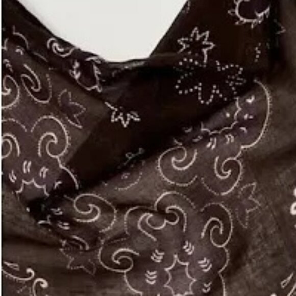 Free People Bridgette Bandana Hair Scarf or Neck Kerchief DARK BROWN NWOT - Picture 3 of 8